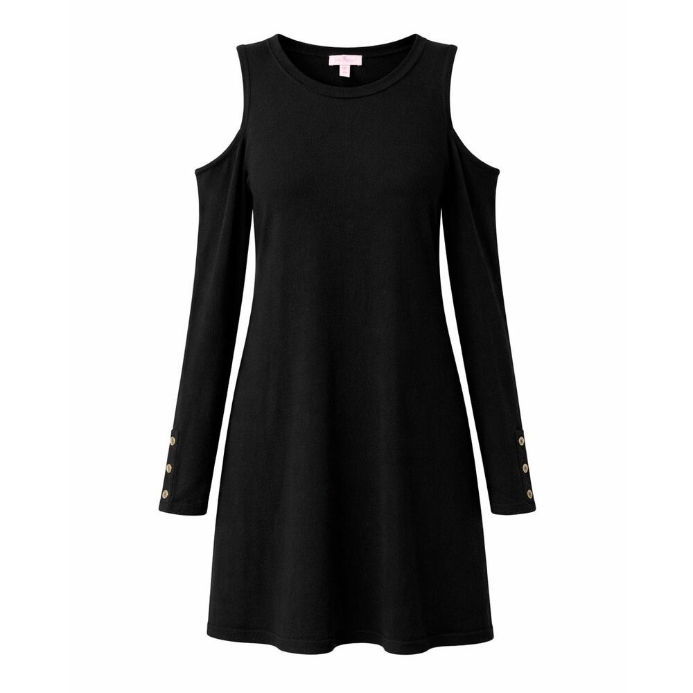 Lilly Pulitzer Black Cold Shoulder Knit Dress w/ Slight Sparkle - Size XS